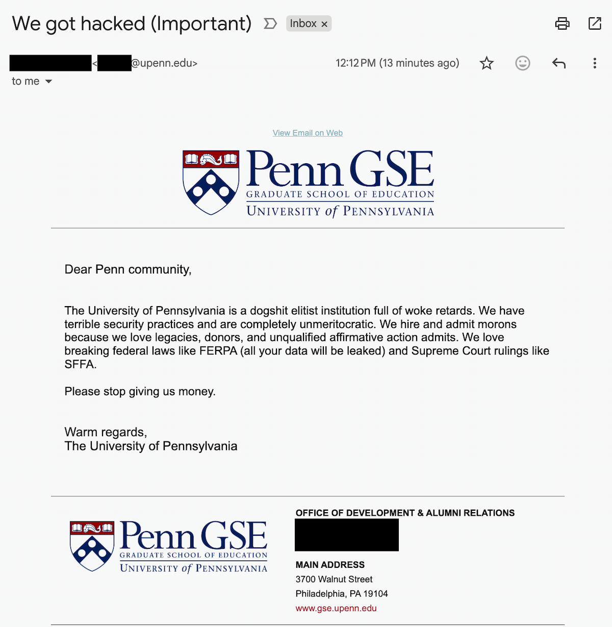Hackers Breach University of Pennsylvania